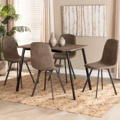 Wood Table And Leather Chairs 5-Pc. Dining Set-Kirkland's Home Online
