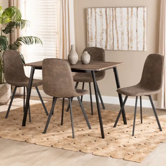 Wood Table And Leather Chairs 5-Pc. Dining Set-Kirkland's Home Online