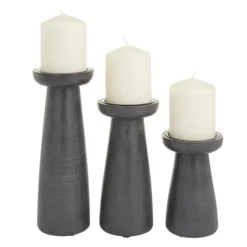 Wood Tapered 3-Pc. Pillar Candle Holder Set-Kirkland's Home Discount