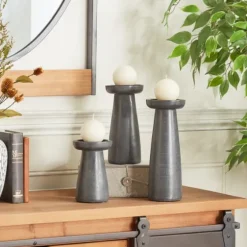 Wood Tapered 3-Pc. Pillar Candle Holder Set-Kirkland's Home Discount