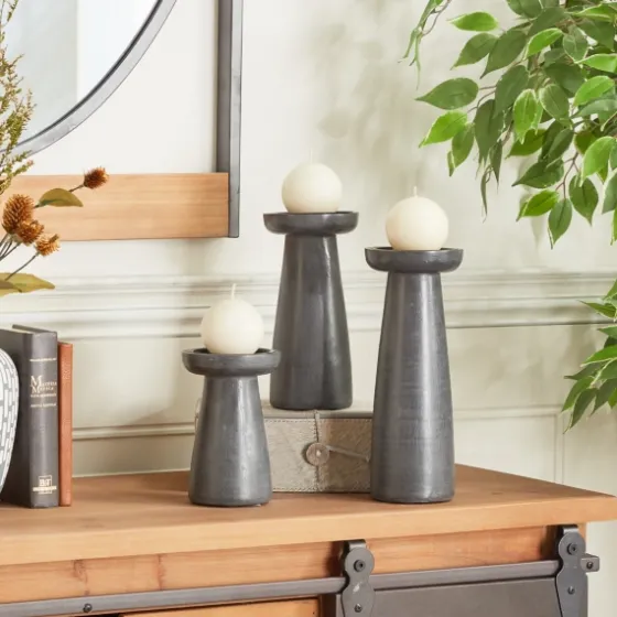 Wood Tapered 3-Pc. Pillar Candle Holder Set-Kirkland's Home Discount