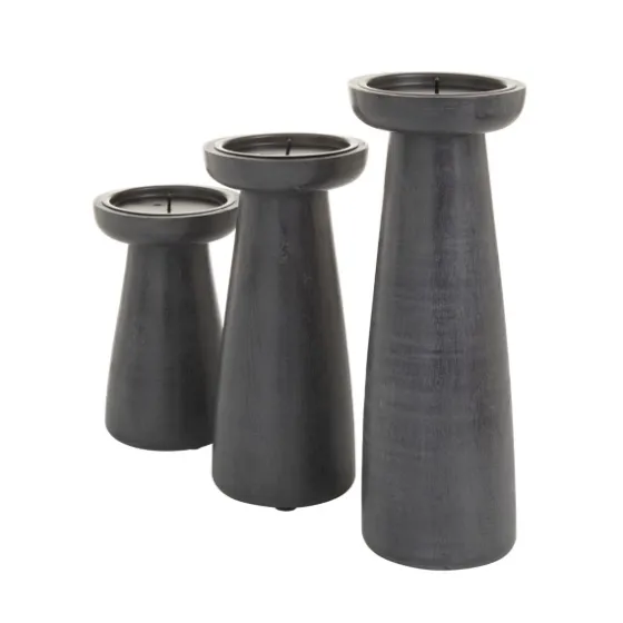 Wood Tapered 3-Pc. Pillar Candle Holder Set-Kirkland's Home Discount