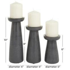 Wood Tapered 3-Pc. Pillar Candle Holder Set-Kirkland's Home Discount
