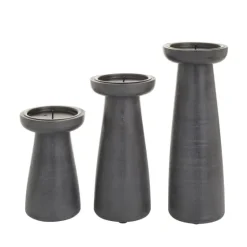Wood Tapered 3-Pc. Pillar Candle Holder Set-Kirkland's Home Discount