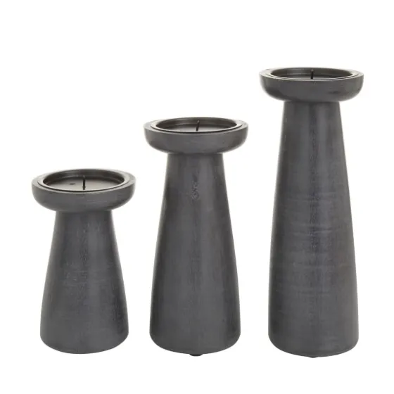Wood Tapered 3-Pc. Pillar Candle Holder Set-Kirkland's Home Discount
