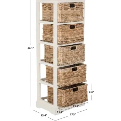 Wood 5-Tier Basket Storage Shelf-Kirkland's Home Clearance
