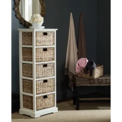 Wood 5-Tier Basket Storage Shelf-Kirkland's Home Clearance
