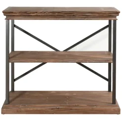 Wood 3-Tier Bookshelf With Black Steel Frame-Kirkland's Home Cheap
