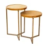 Wood Top And Bronze Leg Nesting Tables, Set Of 2-Kirkland's Home Sale