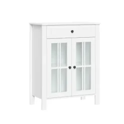 Wood Two Pane Glass Doors Floor Cabinet-Kirkland's Home Best Sale