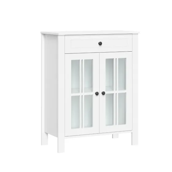 Wood Two Pane Glass Doors Floor Cabinet-Kirkland's Home Best Sale