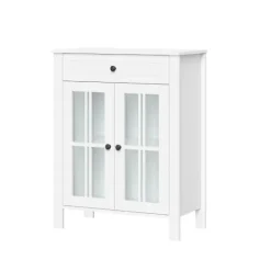 Wood Two Pane Glass Doors Floor Cabinet-Kirkland's Home Best Sale
