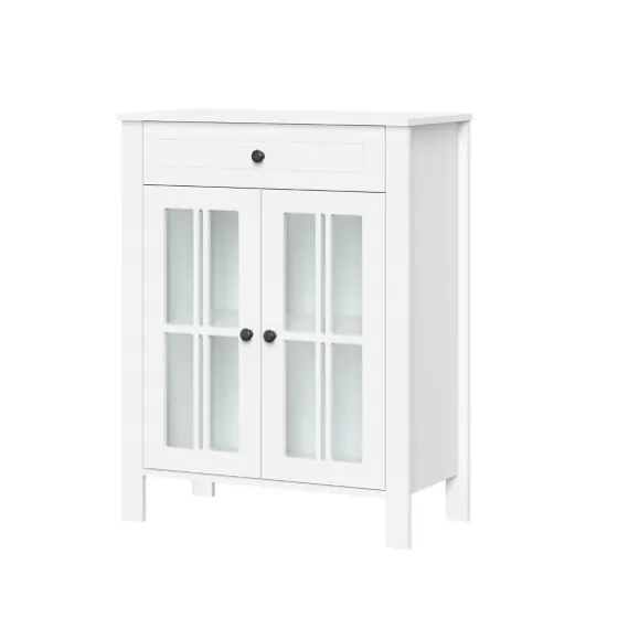 Wood Two Pane Glass Doors Floor Cabinet-Kirkland's Home Best Sale