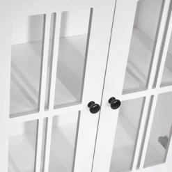 Wood Two Pane Glass Doors Floor Cabinet-Kirkland's Home Best Sale