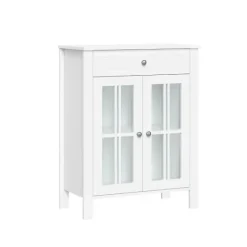 Wood Two Pane Glass Doors Floor Cabinet-Kirkland's Home Best Sale