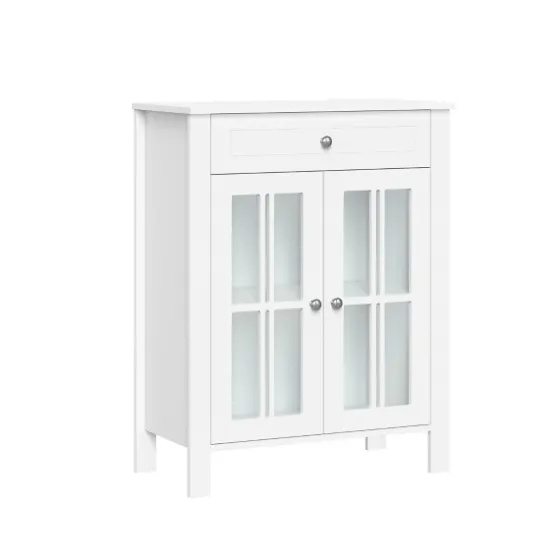 Wood Two Pane Glass Doors Floor Cabinet-Kirkland's Home Best Sale