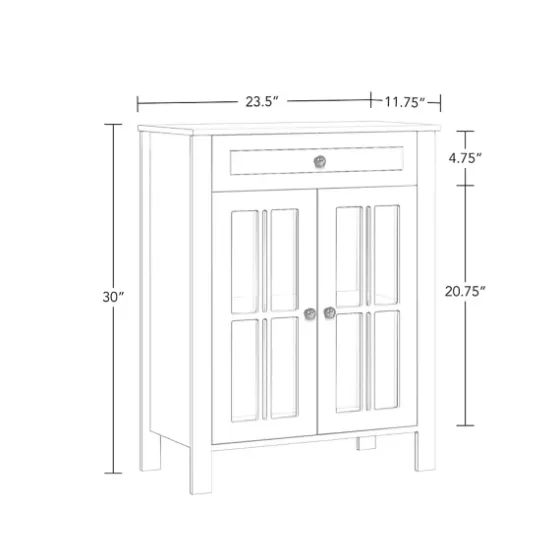 Wood Two Pane Glass Doors Floor Cabinet-Kirkland's Home Best Sale