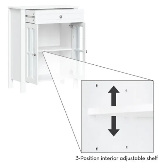 Wood Two Pane Glass Doors Floor Cabinet-Kirkland's Home Best Sale