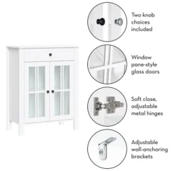 Wood Two Pane Glass Doors Floor Cabinet-Kirkland's Home Best Sale