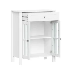 Wood Two Pane Glass Doors Floor Cabinet-Kirkland's Home Best Sale