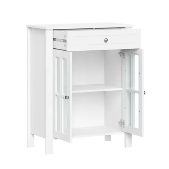 Wood Two Pane Glass Doors Floor Cabinet-Kirkland's Home Best Sale