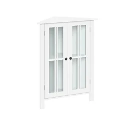 Wood Two Pane Glass Doors Corner Cabinet-Kirkland's Home Fashion