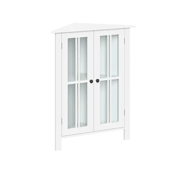Wood Two Pane Glass Doors Corner Cabinet-Kirkland's Home Fashion