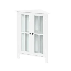 Wood Two Pane Glass Doors Corner Cabinet-Kirkland's Home Fashion