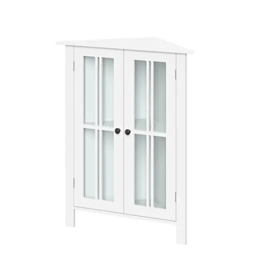 Wood Two Pane Glass Doors Corner Cabinet-Kirkland's Home Fashion