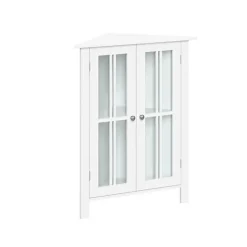 Wood Two Pane Glass Doors Corner Cabinet-Kirkland's Home Fashion