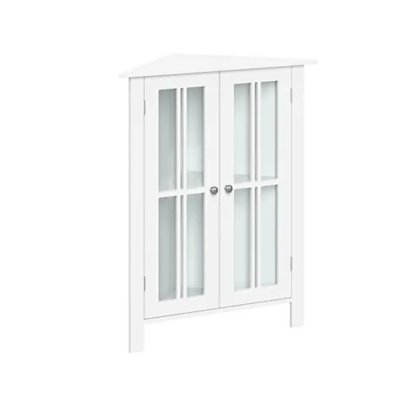 Wood Two Pane Glass Doors Corner Cabinet-Kirkland's Home Fashion