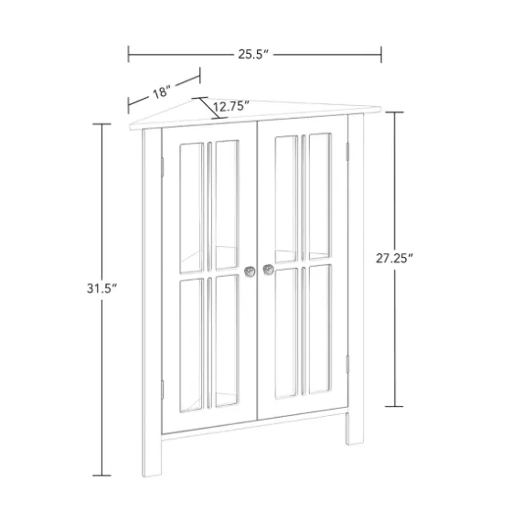 Wood Two Pane Glass Doors Corner Cabinet-Kirkland's Home Fashion