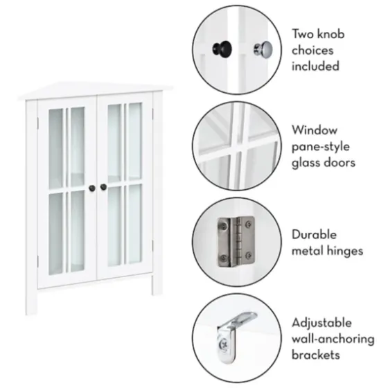 Wood Two Pane Glass Doors Corner Cabinet-Kirkland's Home Fashion