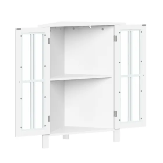 Wood Two Pane Glass Doors Corner Cabinet-Kirkland's Home Fashion