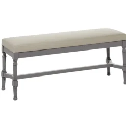 Wood Upholstered Burlap Seat Bench-Kirkland's Home Hot