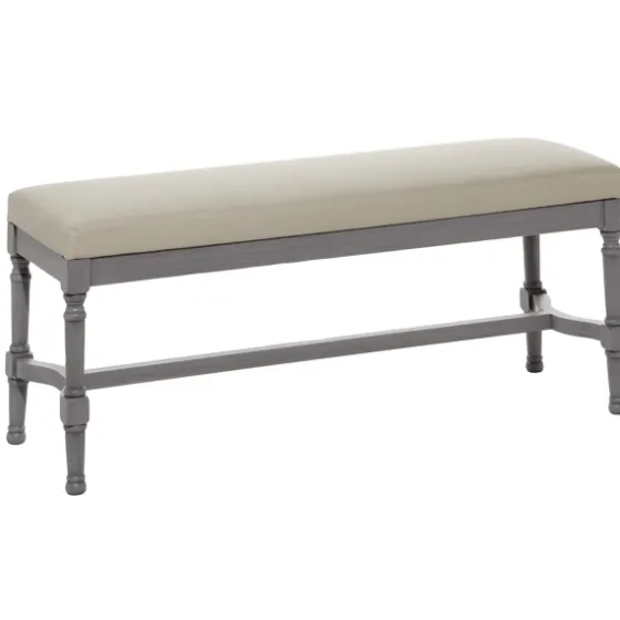 Wood Upholstered Burlap Seat Bench-Kirkland's Home Hot