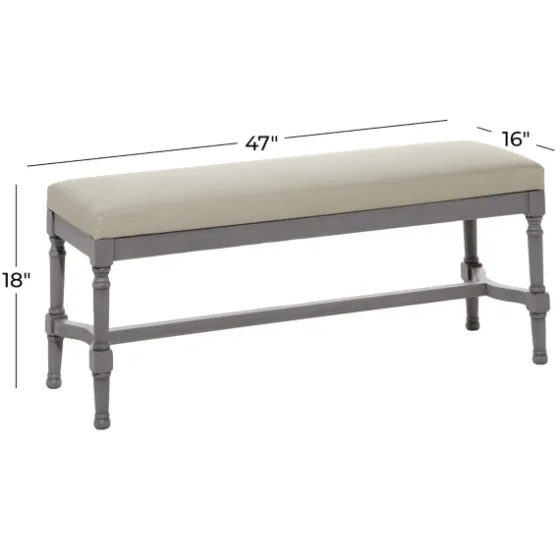 Wood Upholstered Burlap Seat Bench-Kirkland's Home Hot