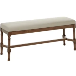 Wood Upholstered Burlap Seat Bench-Kirkland's Home Hot