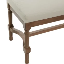 Wood Upholstered Burlap Seat Bench-Kirkland's Home Hot