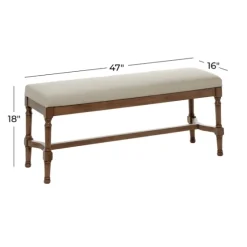 Wood Upholstered Burlap Seat Bench-Kirkland's Home Hot
