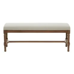 Wood Upholstered Burlap Seat Bench-Kirkland's Home Hot