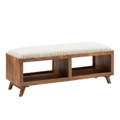 Wood Upholstered Seat Open Storage Bench-Kirkland's Home Cheap