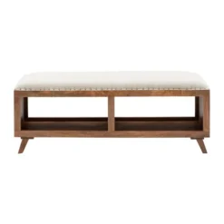 Wood Upholstered Seat Open Storage Bench-Kirkland's Home Cheap