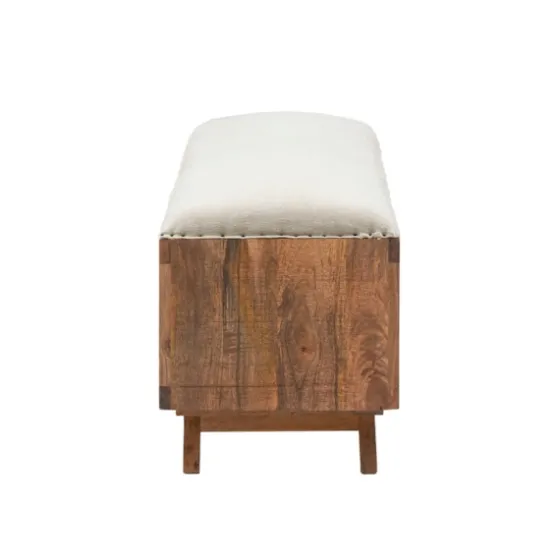 Wood Upholstered Seat Open Storage Bench-Kirkland's Home Cheap