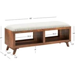 Wood Upholstered Seat Open Storage Bench-Kirkland's Home Cheap