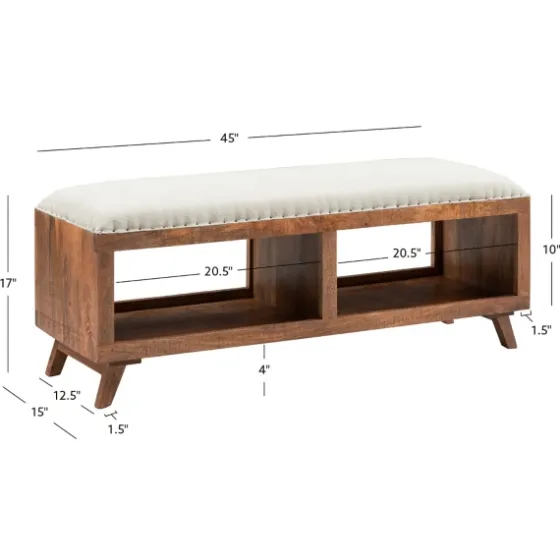 Wood Upholstered Seat Open Storage Bench-Kirkland's Home Cheap