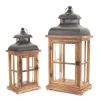 Wood Windowpane Slope Top Lanterns, Set Of 2-Kirkland's Home Sale