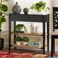 Wood Woven Shelves Console Table-Kirkland's Home Outlet