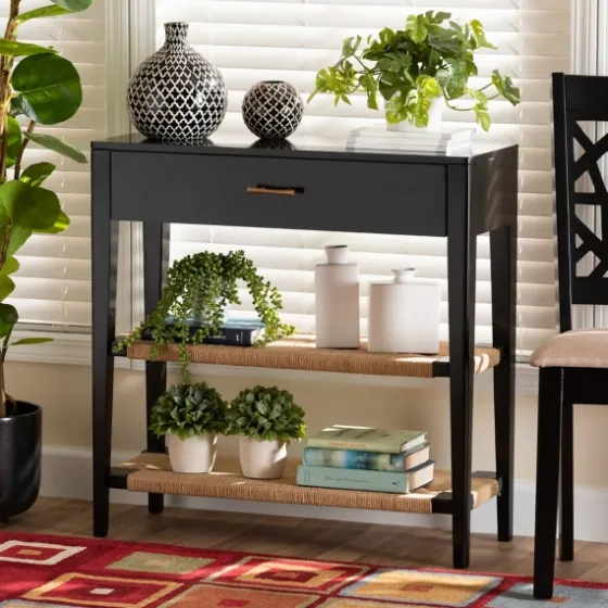 Wood Woven Shelves Console Table-Kirkland's Home Outlet