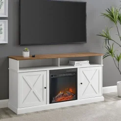 Wood X-Door Led Fireplace Cabinet-Kirkland's Home Shop